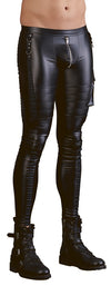 Schwarze Herren-Slim-Fit-Hose im Mattlook mit Nieten und Ringen von NEK – Ansicht 4