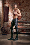 Schwarze Herren-Slim-Fit-Hose im Mattlook mit Nieten und Ringen von NEK – Ansicht 8