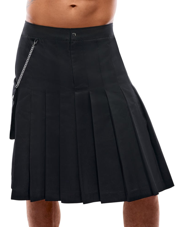 Schwarzer knielanger Herren-Rock im Kilt-Style mit abnehmbarer Tasche von Svenjoyment – Ansicht 3
