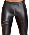Schwarze schmale Herren-Hose im Mattlook mit Zip- und Nieten-Details von NEK – Ansicht 5