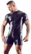 Schwarzer körperbetonender Herren-Kurzoverall im Mattlook von Svenjoyment – Ansicht 2