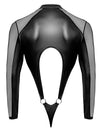 Schwarzer körperbetonender Herren-Riobody mit langem Arm im Material-Mix von Svenjoyment – Ansicht 8