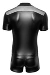 Schwarzer körperbetonender Herren-Kurzoverall mit langem Zip von Svenjoyment – Ansicht 7