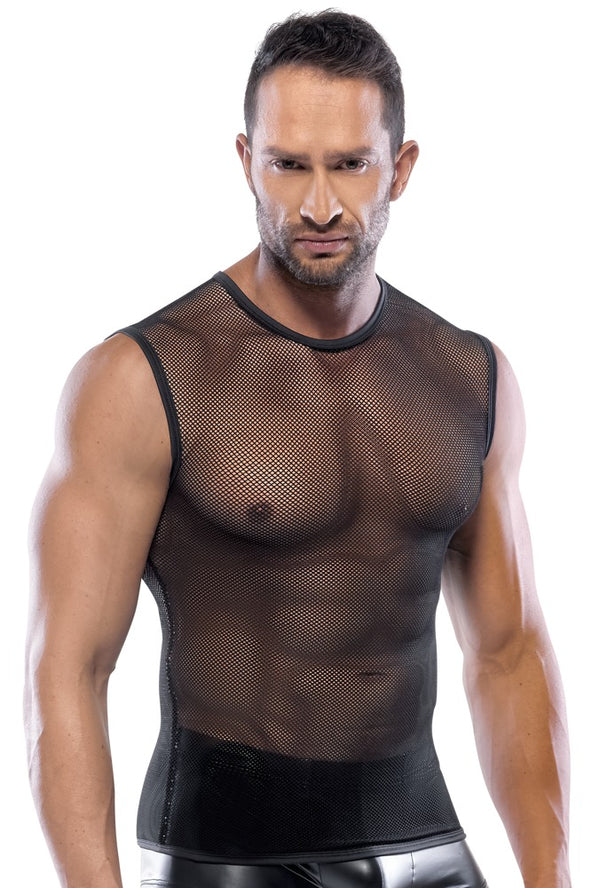 Schwarzes Herren-Grobnetz-Shirt mit Rundhals-Ausschnitt von Svenjoyment – Ansicht 2