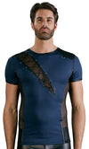 Blau-schwarzes Herren-Shirt aus Mikrofaser und Powernet im Mattlook von NEK – Ansicht 2