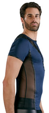 Blau-schwarzes Herren-Shirt aus Mikrofaser und Powernet im Mattlook von NEK – Ansicht 4