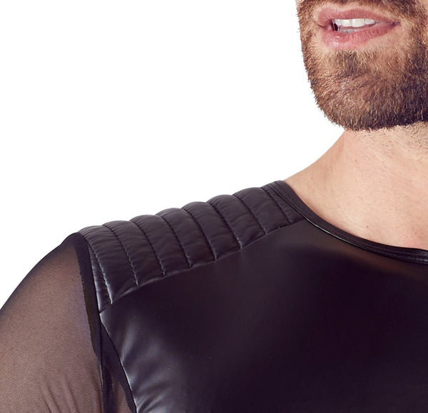 Schwarzes Herren-Shirt im Mattlook mit seitlichen Powernet-Einsätzen im Biker-Style von NEK – Ansicht 8