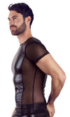 Schwarzes Herren-Shirt im Mattlook mit seitlichen Powernet-Einsätzen im Biker-Style von NEK – Ansicht 4