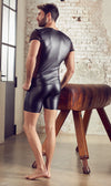 Schwarzes Herren-Shirt im Mattlook mit seitlichen Powernet-Einsätzen im Biker-Style von NEK – Ansicht 7