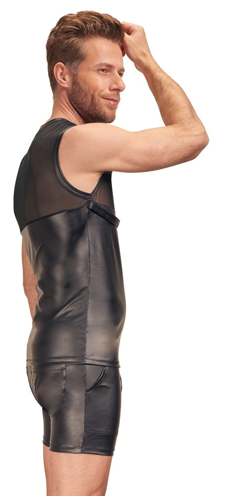 Schwarzes Herren-Top im Mattlook mit Powernet und aufgestepptem Harness von NEK – Ansicht 3