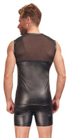 Schwarzes Herren-Top im Mattlook mit Powernet und aufgestepptem Harness von NEK – Ansicht 6