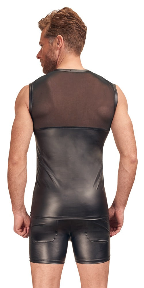 Schwarzes Herren-Top im Mattlook mit Powernet und aufgestepptem Harness von NEK – Ansicht 6