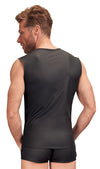Schwarzes ärmelloses Herren-Shirt im Mattlook mit Netz-Einsätzen von NEK – Ansicht 5