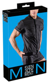Schwarzes Herren-Hemdshirt im Blouson-Style mit mattem Finish von Svenjoyment