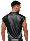 Schwarzes lässiges Herren-Shirt im Mattlook mit nietenbesetztem Reverskragen von NEK – Ansicht 5
