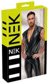 Schwarzes lässiges Herren-Shirt im Mattlook mit nietenbesetztem Reverskragen von NEK
