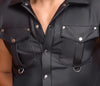 Schwarzes ärmelloses Herren-Shirt im Mattlook mit Druckknopfleiste von NEK – Ansicht 7