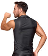 Schwarzes ärmelloses Herren-Shirt im Mattlook mit Druckknopfleiste von NEK – Ansicht 6