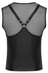 Schwarzes ärmelloses Herren-Shirt im Brustharness-Style mit Nieten von Svenjoyment – Ansicht 8