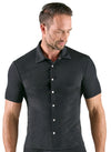 Enges Herren-Kurzarm-Hemd im silber-schillernden Lurex-Look von Svenjoyment – Ansicht 2