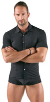 Enges Herren-Kurzarm-Hemd im silber-schillernden Lurex-Look von Svenjoyment – Ansicht 3