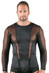 Schwarzes körperbetonendes Herren-Langarm-Shirt im Mesh-Mix von Svenjoyment – Ansicht 2