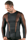 Schwarzes körperbetonendes Herren-Langarm-Shirt im Mesh-Mix von Svenjoyment – Ansicht 3