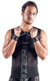 Schwarzes ärmelloses Herren-Netzshirt mit Soft-Handfesseln von Svenjoyment Bondage – Ansicht 3
