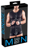 Schwarzes ärmelloses Herren-Netzshirt mit Soft-Handfesseln von Svenjoyment Bondage