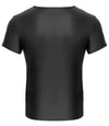 Schwarzes Herren-Kurzarm-Shirt im Mattlook mit Netz und blauen Diagonalstreifen von NEK – Ansicht 7