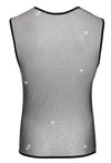 Schwarzes ärmelloses Herren-Netz-Shirt mit Glitzersteinen von Svenjoyment – Ansicht 8