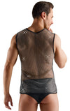 Schwarzes ärmelloses Herren-Netz-Shirt mit Glitzersteinen von Svenjoyment – Ansicht 5