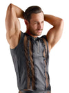 Schwarzes ärmelloses Herren-Shirt im Netz-Wetlook-Mix von Svenjoyment – Ansicht 4