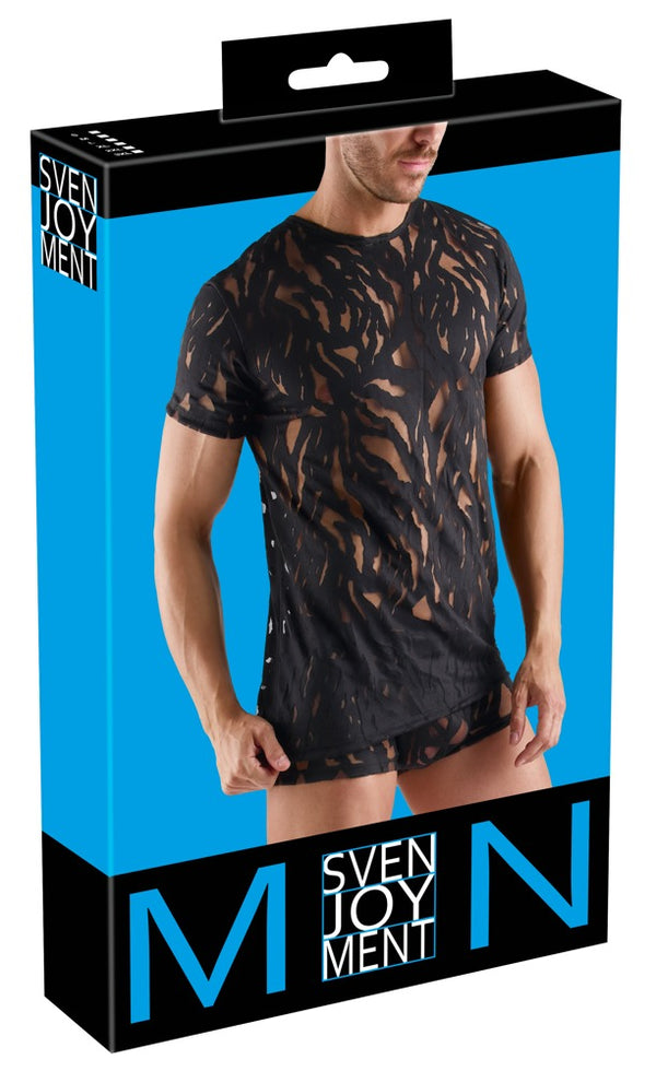 Schwarzes betonendes Herren-Shirt in lebhafter Ausbrenner-Optik von Svenjoyment
