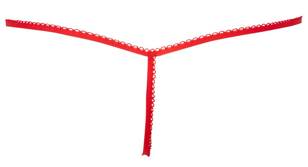 Roter Herren-String im Geschenk-Look aus Pannesamt mit Satinbändern von Svenjoyment – Ansicht 5