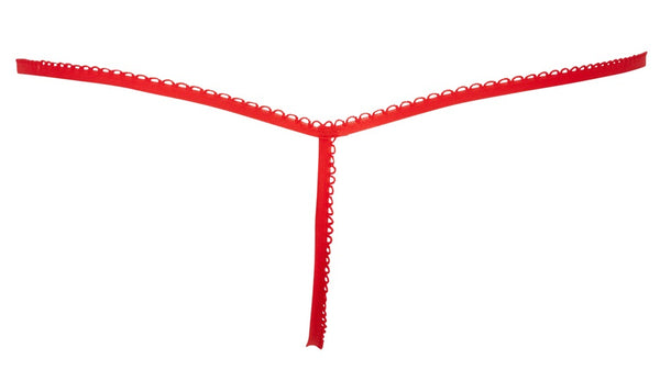 Roter Herren-String im Metallic-Look mit weißem Federbesatz von Svenjoyment – Ansicht 5