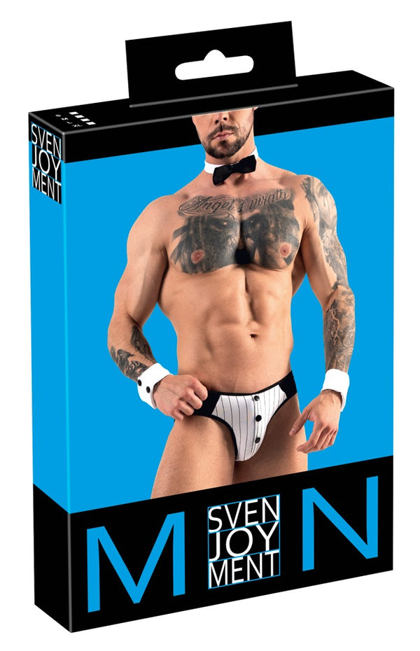 Schwarzes Herren-Set mit Jockslip, Manschetten und Fliege von Svenjoyment
