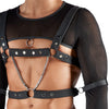 Schwarzes Herren-Set mit Crop-Top, Brust-Harness, Jock und Fesseln von Svenjoyment BONDAGE – Ansicht 5