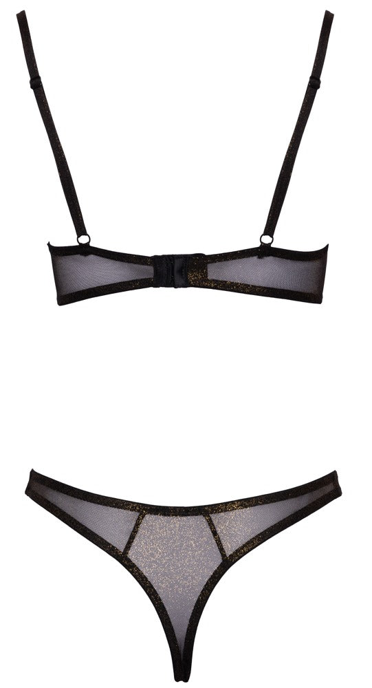Schwarzes BH- und Riostring-Set aus Feinnetz mit Goldschimmer von Cottelli – Ansicht 7