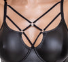 Schwarzes BH- und Riostring-Set im Mattlook mit Stretchriemen und Ringen von Cottelli – Ansicht 5