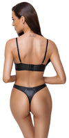 Schwarzes BH- und Riostring-Set im Mattlook mit Stretchriemen und Ringen von Cottelli – Ansicht 4