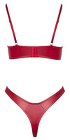 Roter BH- und String-Set im Wetlook mit Ringen und Riemchen von Cottelli – Ansicht 7