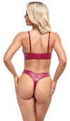 Roter BH- und String-Set im Wetlook mit Ringen und Riemchen von Cottelli – Ansicht 4
