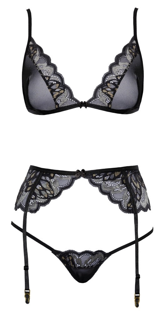 Schwarzes verführerisches BH Set mit eleganter Effektspitze von kissable – Ansicht 4