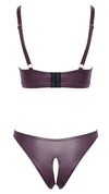 Lilafarbenes BH- und Slip-Set im Wetlook mit Roségold-Ringen (Ouvert) von Cottelli – Ansicht 8