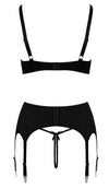 Schwarzes Straps-Set mit weißen spitzenüberzogenen Fronten und Metall-Details von Cottelli – Ansicht 8