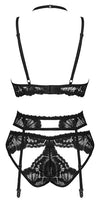 Schwarzes sündiges Straps Set mit elastischen Dekolleté Riemchen von Obsessive – Ansicht 5