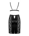 Schwarzes Set Blanita mit BH und Rock aus Stretch-Satin und Spitze von Obsessive – Ansicht 4