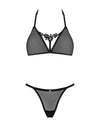Schwarzes transparentes Set Celia Noir aus Feinnetz mit Soft-BH und String von Obsessive – Ansicht 3