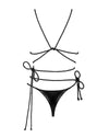 Schwarzes Set Cordellis im Wetlook mit Bondage-Kordeln, Soft-BH und String von Obsessive – Ansicht 5